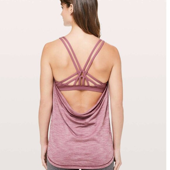 Lululemon Moment To Movement 2-In-1 Tank-Heathered Misty Merlot-Sz.4 - Picture 1 of 8